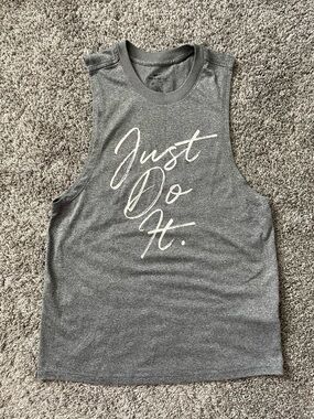 Nike Gray Muscle Tee with White "Just Do It." Script
